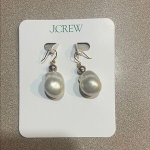 J. Crew Elegant Pearl and Metallic Earrings